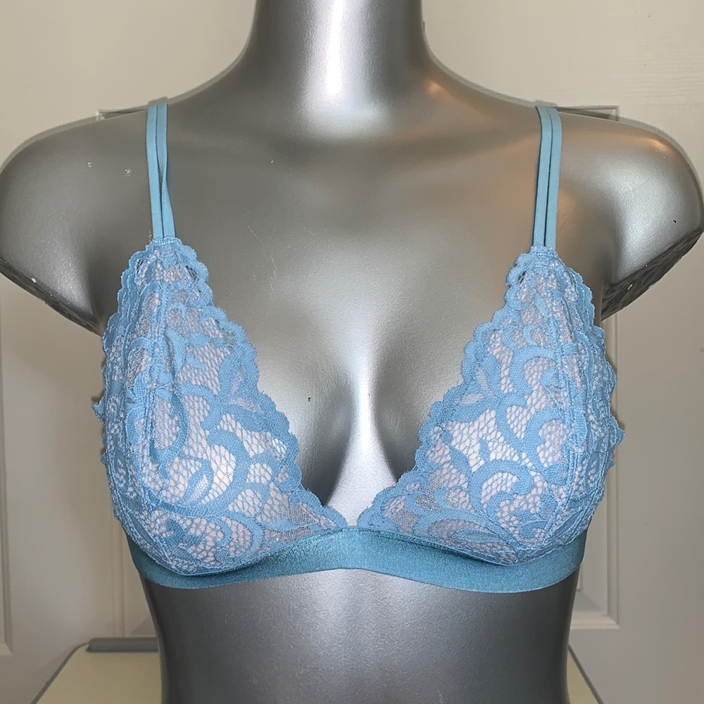 Baby blue lace mesh bralette